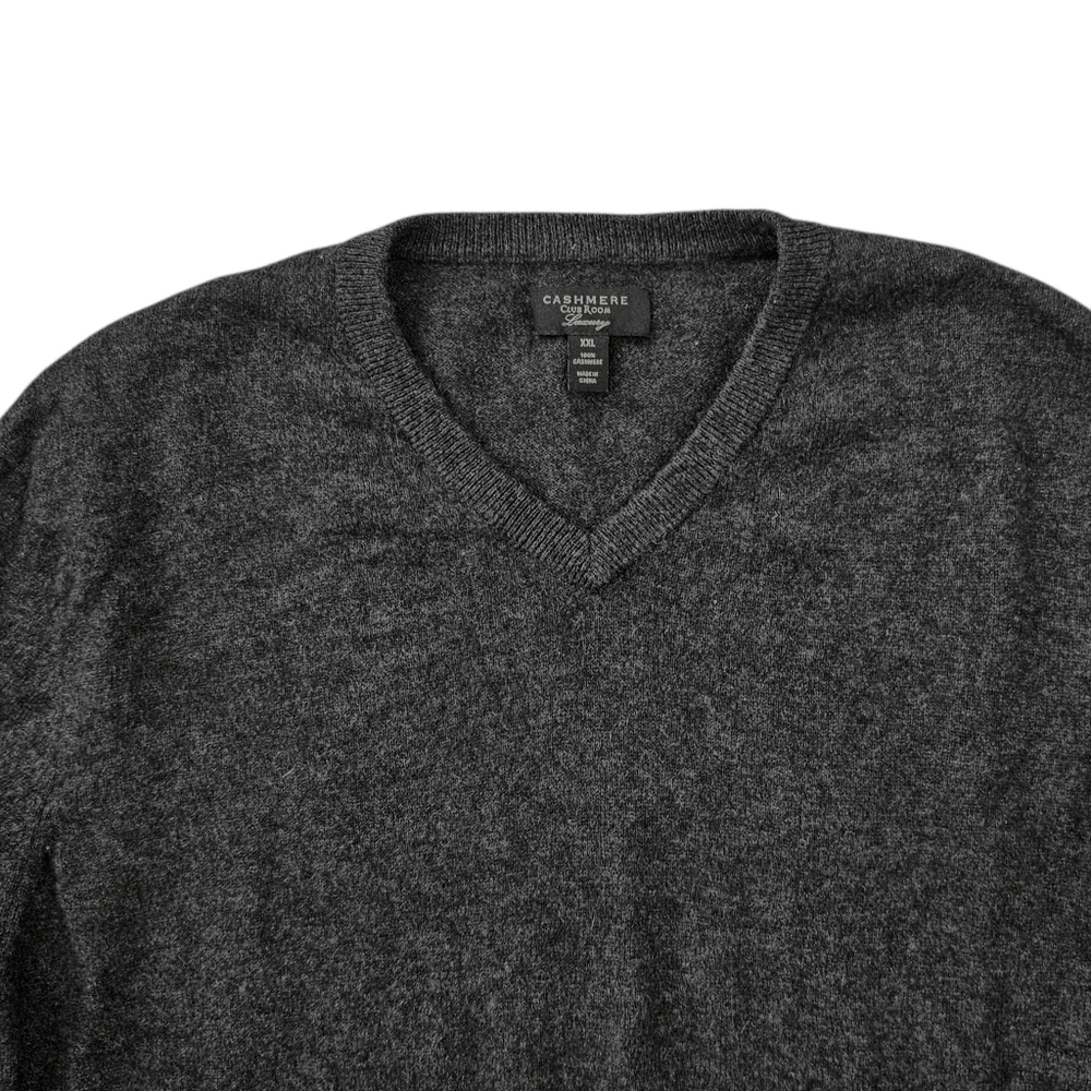 Men's Club Room Cashmere Charcoal V-Neck  Sweater